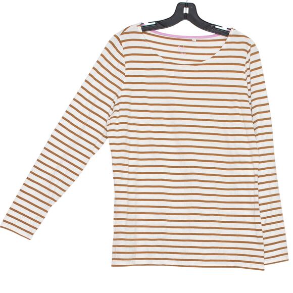 Boden Top Long Sleeve Tee Minimalist Preppy Coastal Grandma Boho Stripe Brown 14 - Picture 6 of 6